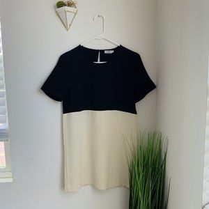 tobi colorblock shift dress✨ (cream + black)